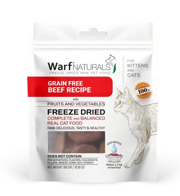 Warf Freeze Dried Cat Food-Beef Recipe (Sample)