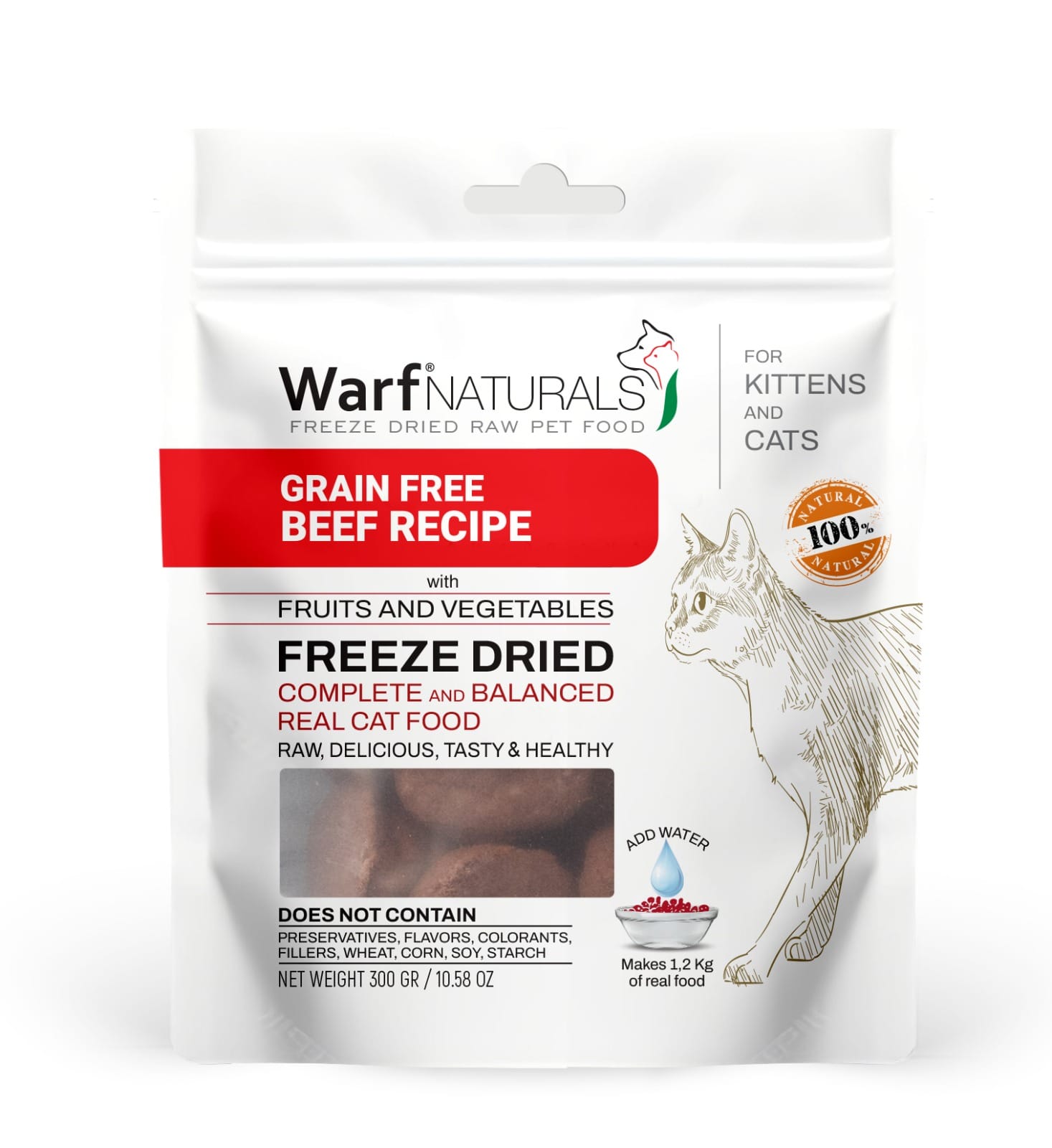 Warf Freeze Dried Cat Food-Beef Recipe (Sample)