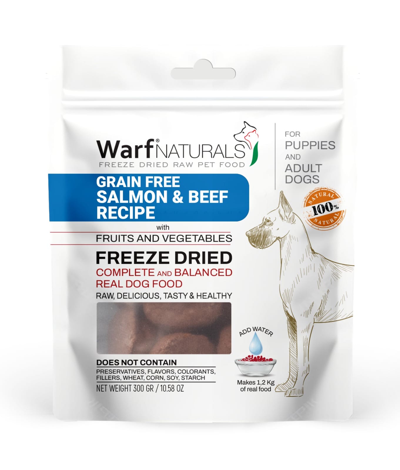 Warf Freeze Dried Dog Food Salmon-Beef Recipe (Sample)
