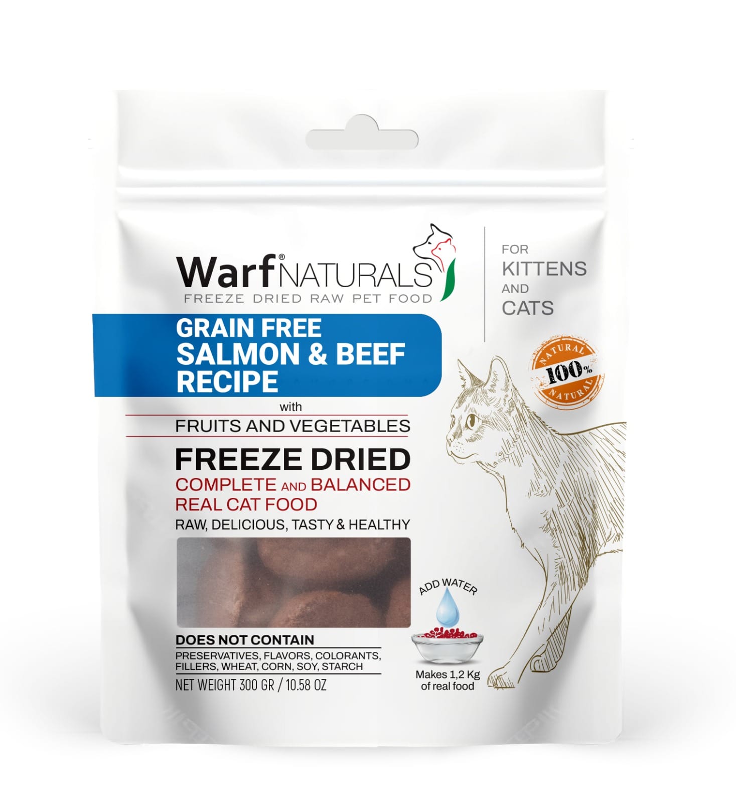 Warf Freeze Dried Cat Food Salmon-Beef Recipe (Sample)